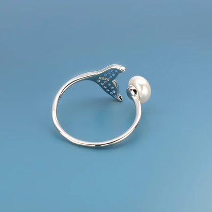 Anillo Cola de Sirena con Perla de Agua Dulce