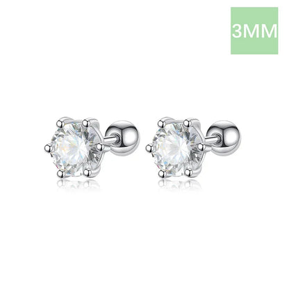 Aretes Botón Zirconia de Seis Garras