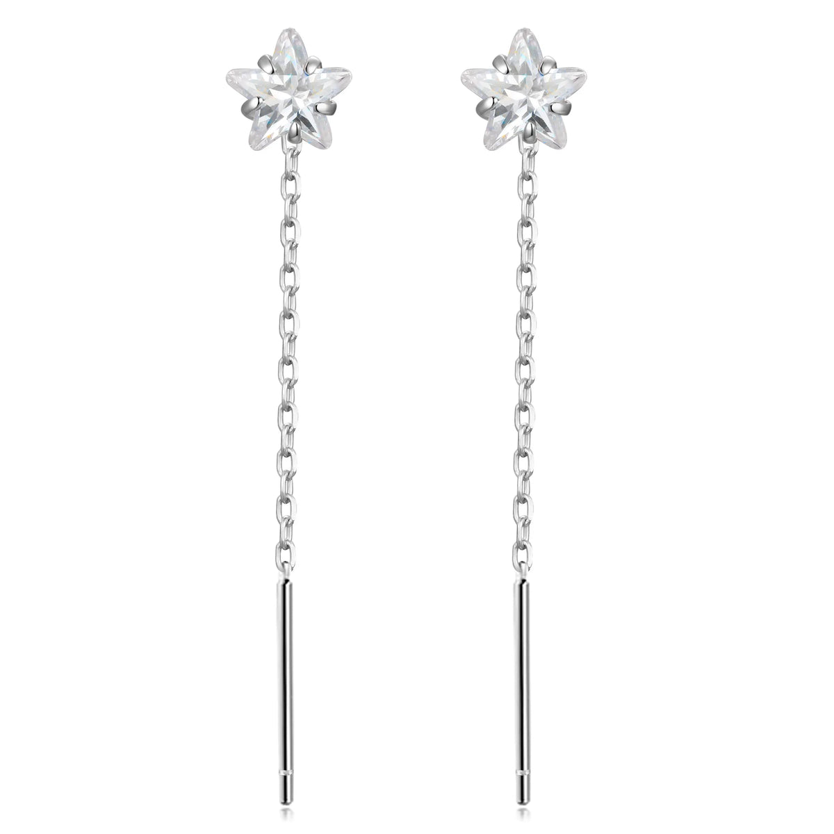 Aretes Largos con Zirconia Colgante en Cinco Formas