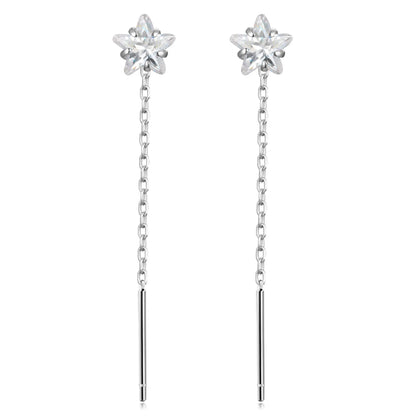 Aretes Largos con Zirconia Colgante en Cinco Formas