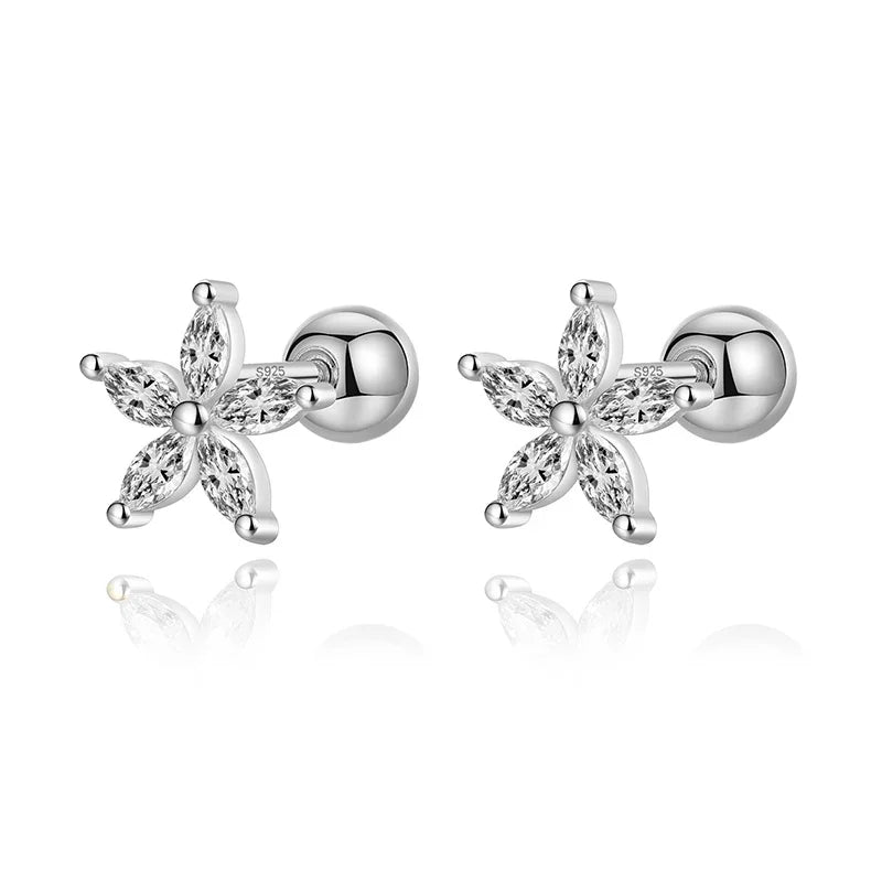 Aretes Flor Brillante con Zirconias