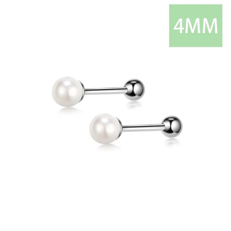 Aretes Mini Perla con Cierre de Rosca