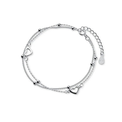 Pulsera Doble Cadena con Corazón