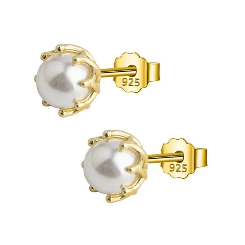 Aretes Flor Dorada con Perla