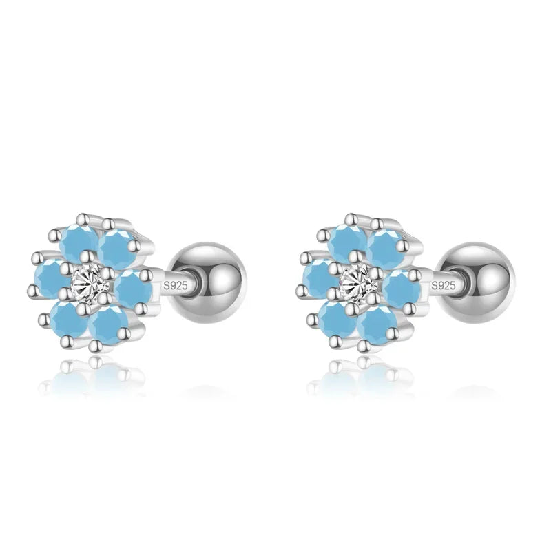 Aretes Flor con Zirconia de Color