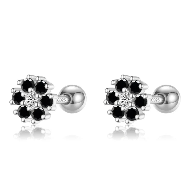 Aretes Flor con Zirconia de Color