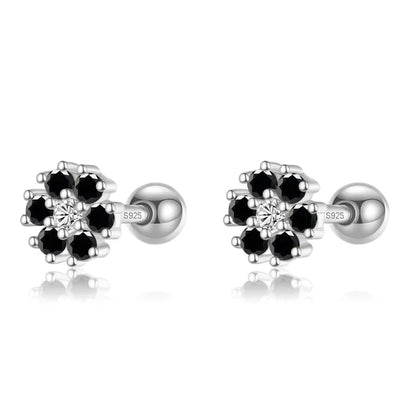 Aretes Flor con Zirconia de Color