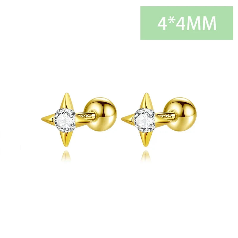 Aretes Estrella Minimalista con Zirconia