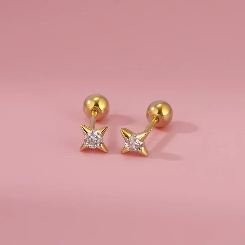 Aretes Estrella Minimalista con Zirconia
