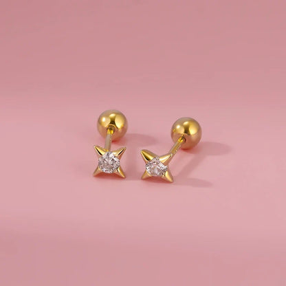 Aretes Estrella Minimalista con Zirconia