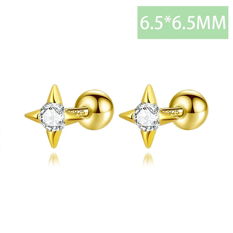 Aretes Estrella Minimalista con Zirconia