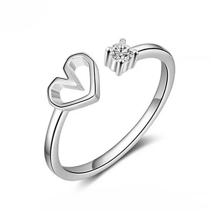 Anillo Abierto Corazón con Zirconia