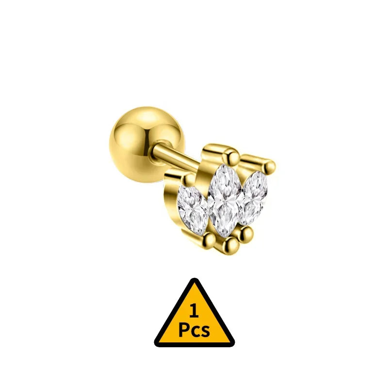 Aretes Cruz, Flor o Corona con Rosca