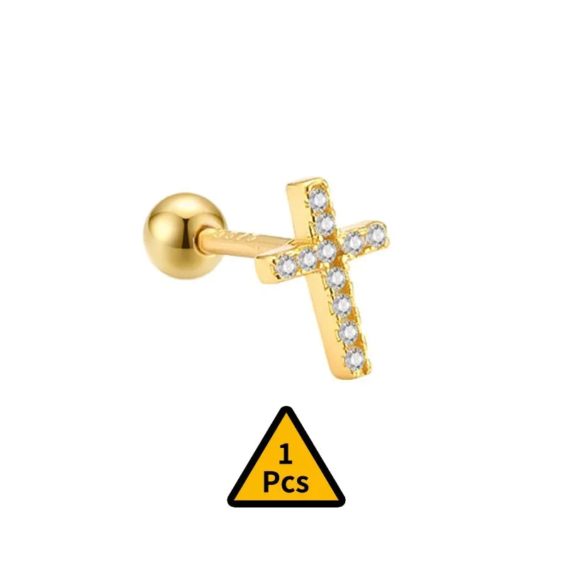 Aretes Cruz, Flor o Corona con Rosca