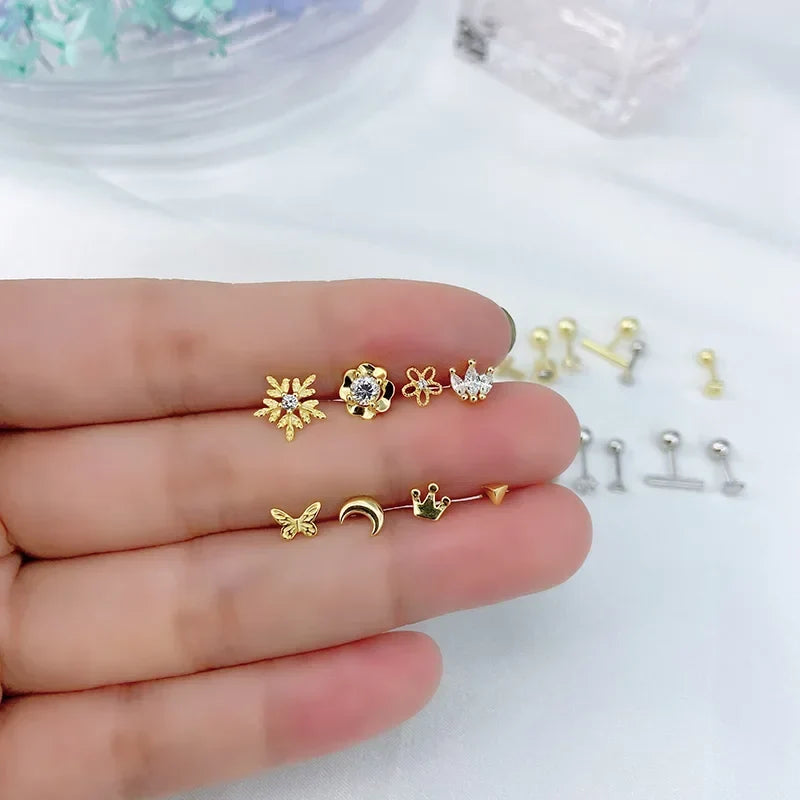 Aretes Cruz, Flor o Corona con Rosca