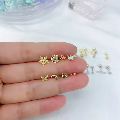 Aretes Cruz, Flor o Corona con Rosca