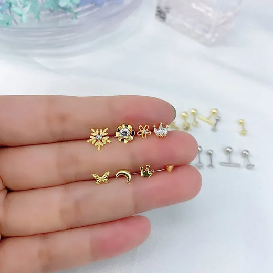 Aretes Cruz, Flor o Corona con Rosca