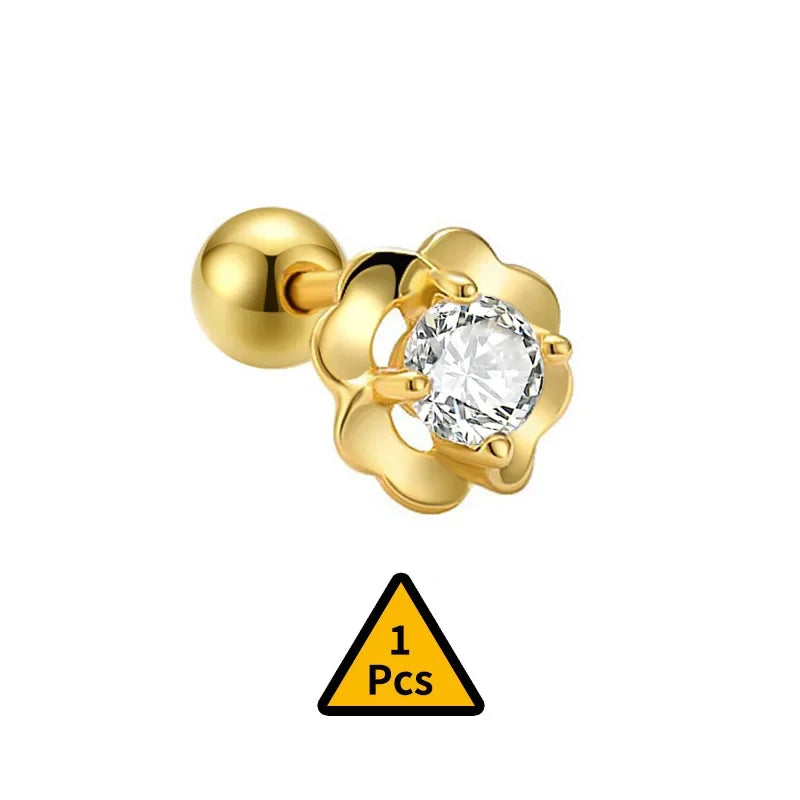 Aretes Cruz, Flor o Corona con Rosca