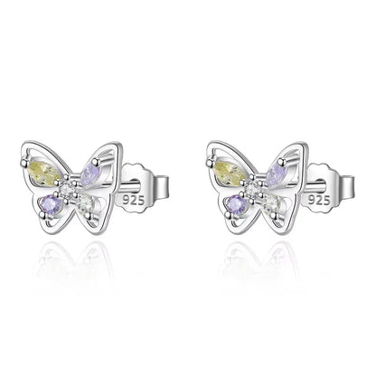 Aretes de Botón Mariposa en Cuatro Estilos