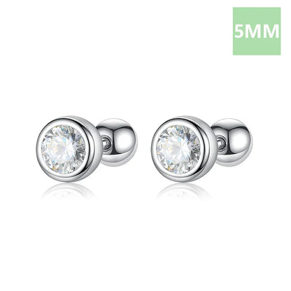Aretes Zirconia Redonda con Rosca