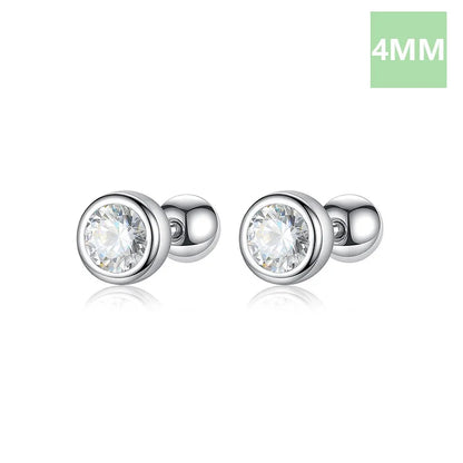 Aretes Zirconia Redonda con Rosca