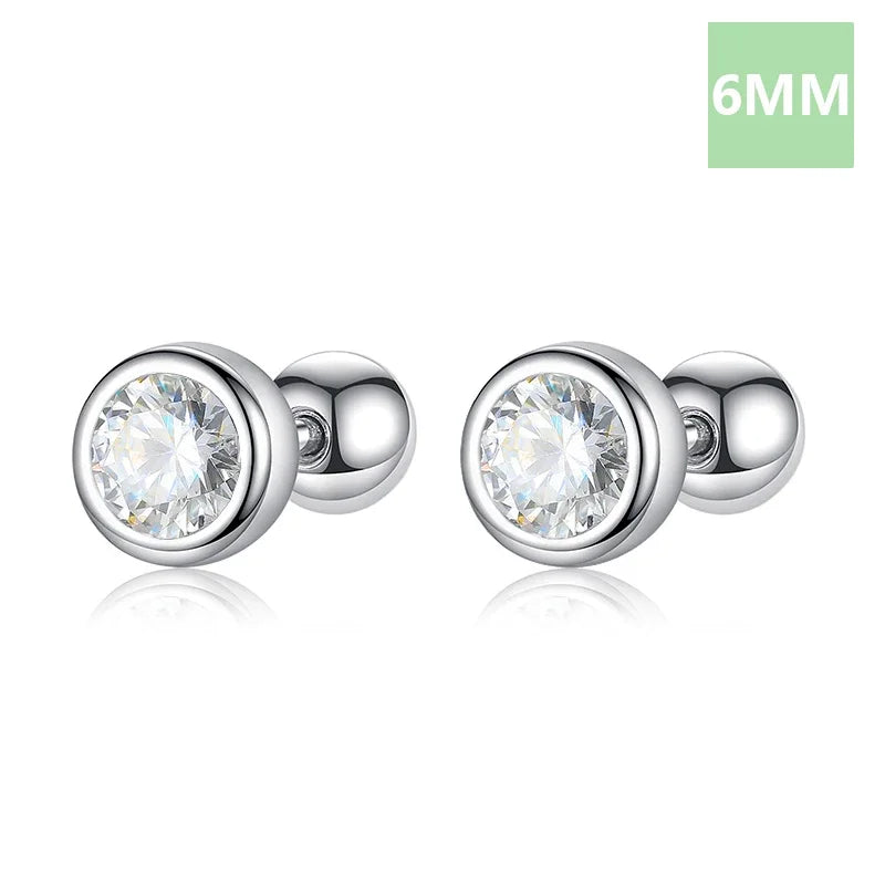 Aretes Zirconia Redonda con Rosca