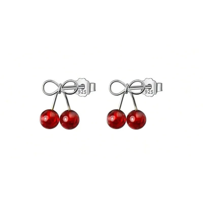 Aretes Cereza con Piedra Roja