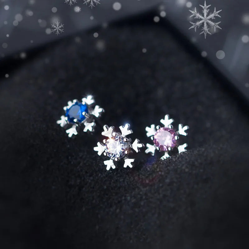Aretes Copo de Nieve con Zirconias en Tres Colores