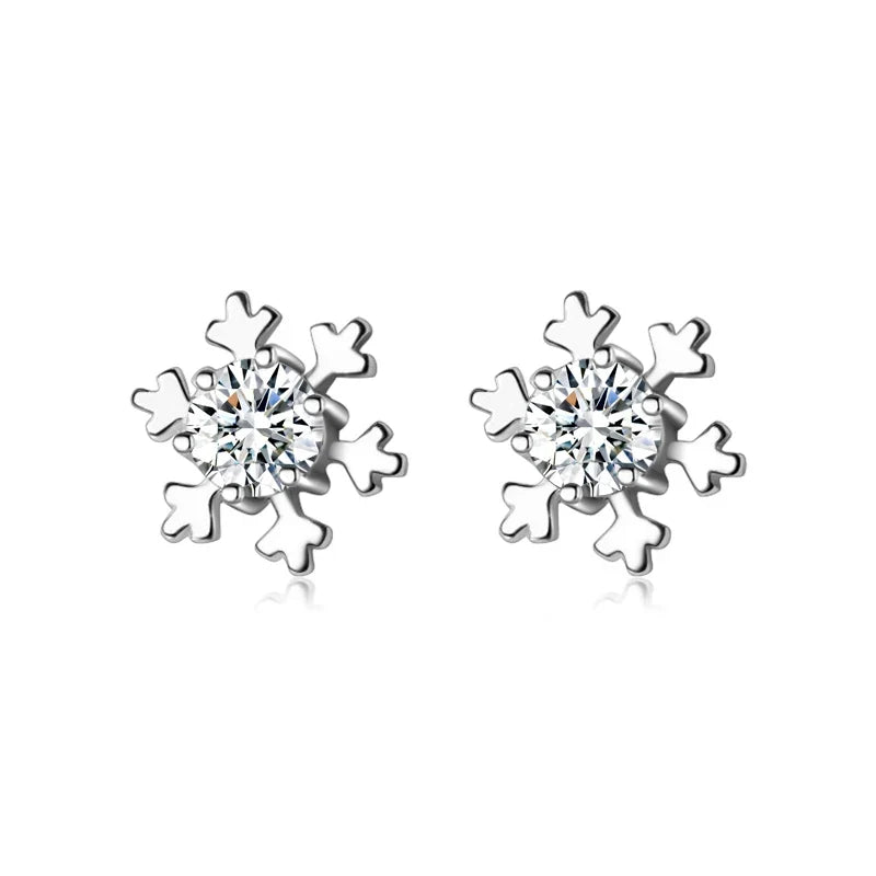 Aretes Copo de Nieve con Zirconias en Tres Colores