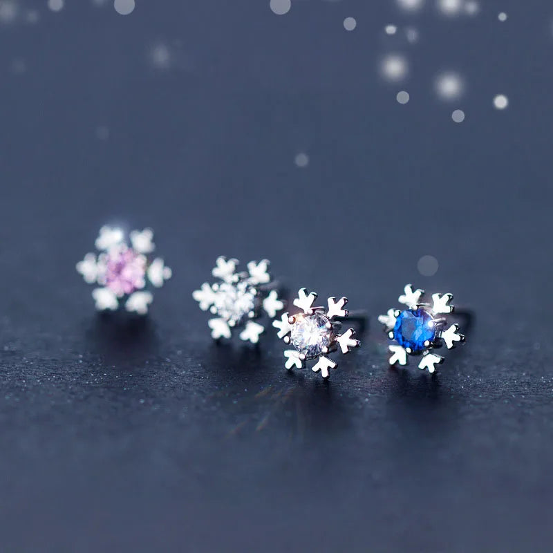 Aretes Copo de Nieve con Zirconias en Tres Colores