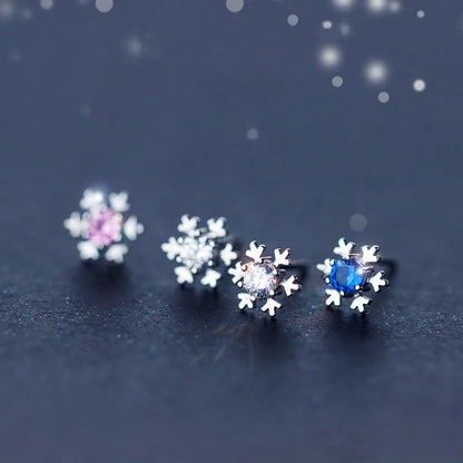 Aretes Copo de Nieve con Zirconias en Tres Colores