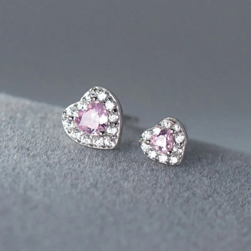 Aretes Corazoncito Rosa con Zirconia