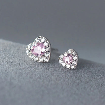 Aretes Corazoncito Rosa con Zirconia