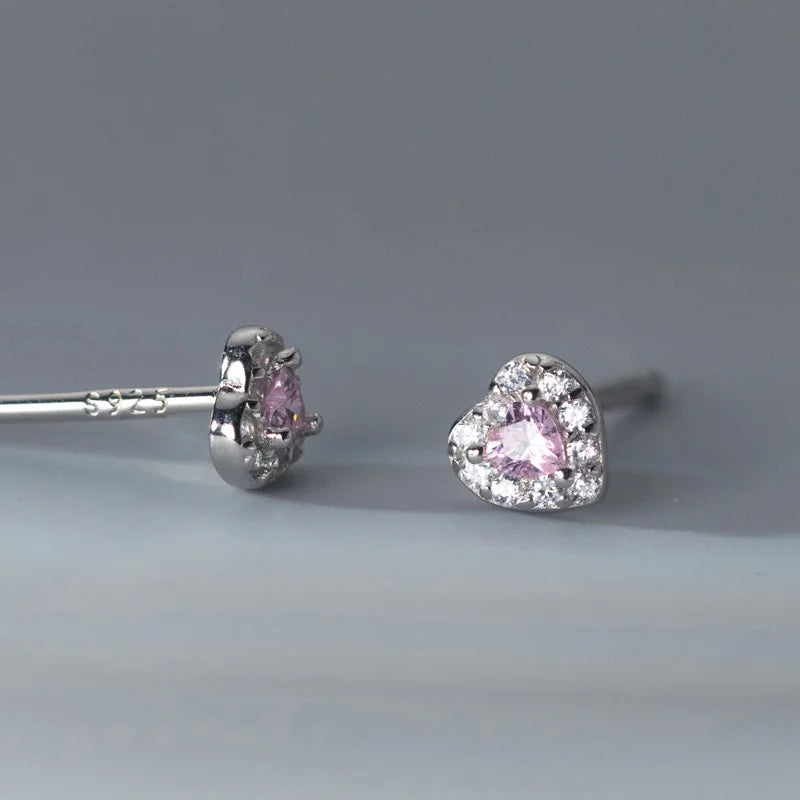 Aretes Corazoncito Rosa con Zirconia