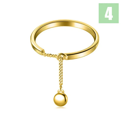 Anillo Cadena de Bolitas Ajustable