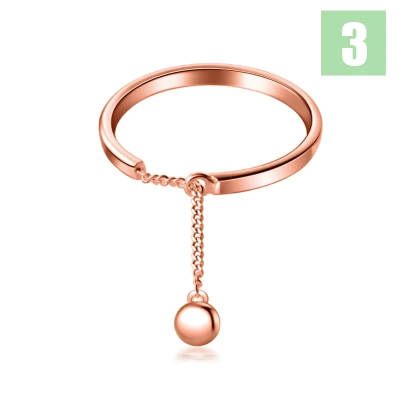 Anillo Cadena de Bolitas Ajustable