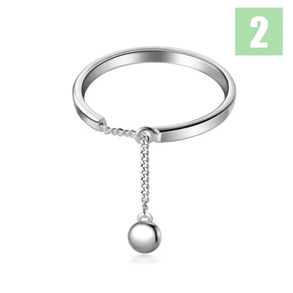 Anillo Cadena de Bolitas Ajustable