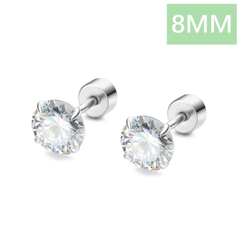 Aretes Zirconia Solitaria con Rosca