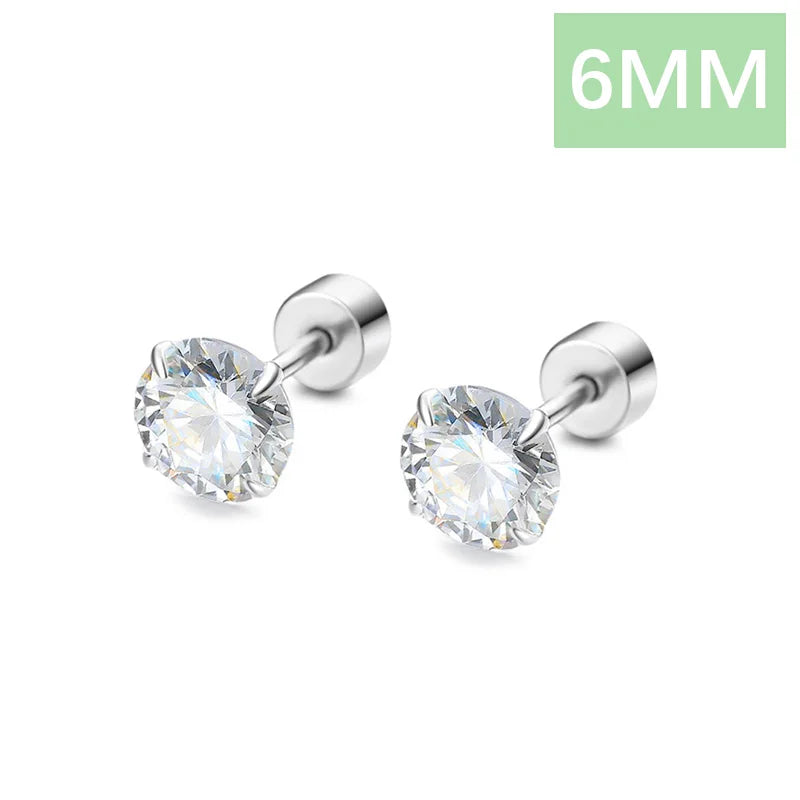Aretes Zirconia Solitaria con Rosca