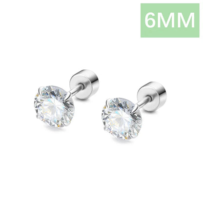 Aretes Zirconia Solitaria con Rosca
