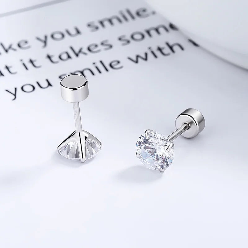 Aretes Zirconia Solitaria con Rosca