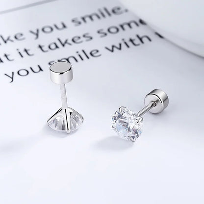 Aretes Zirconia Solitaria con Rosca
