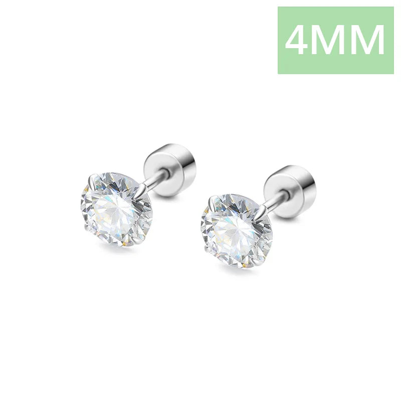 Aretes Zirconia Solitaria con Rosca