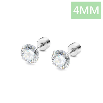 Aretes Zirconia Solitaria con Rosca