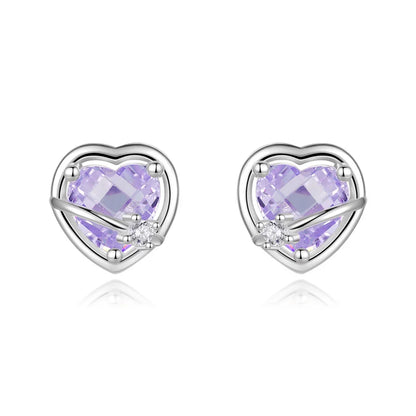 Aretes Corazón Rosa o Morado con Rosca