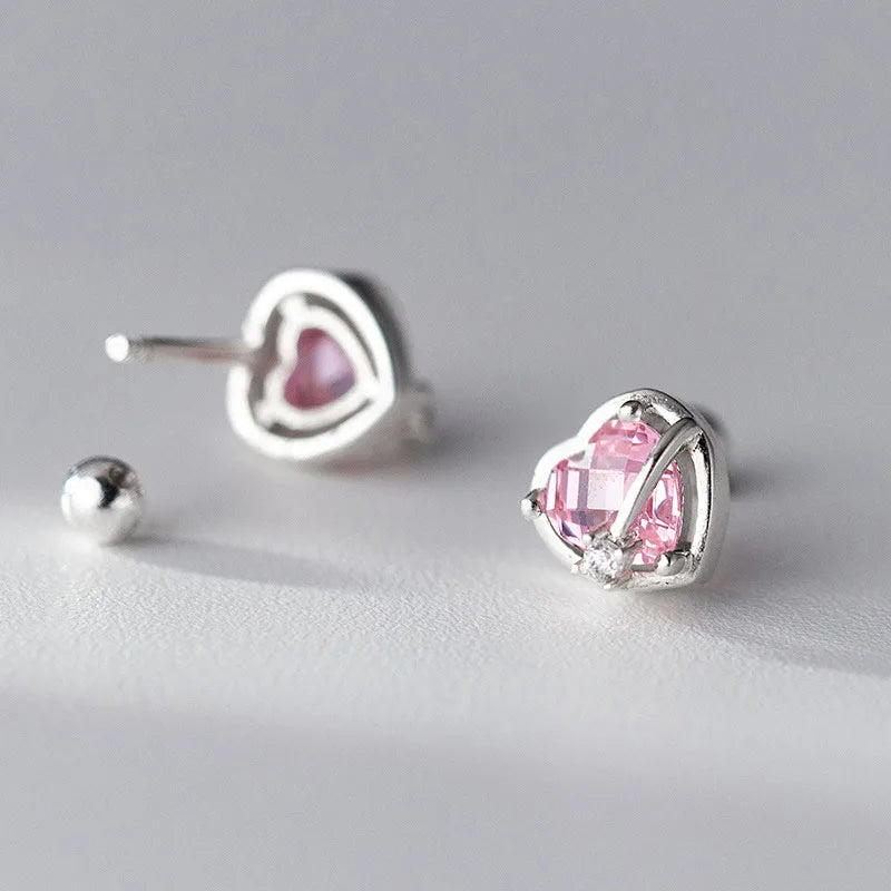 Aretes Corazón Rosa o Morado con Rosca
