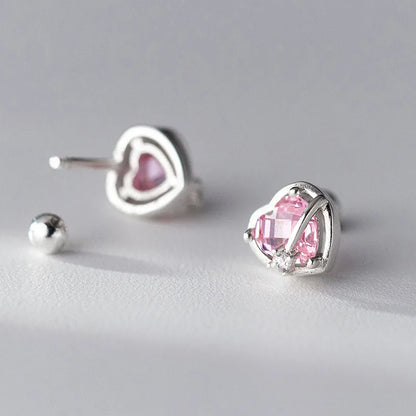 Aretes Corazón Rosa o Morado con Rosca
