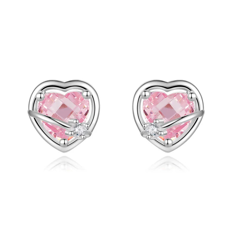 Aretes Corazón Rosa o Morado con Rosca