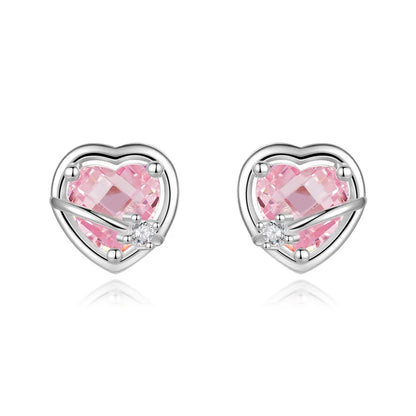 Aretes Corazón Rosa o Morado con Rosca