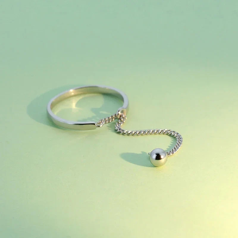 Anillo Abierto Cadena de Bolitas